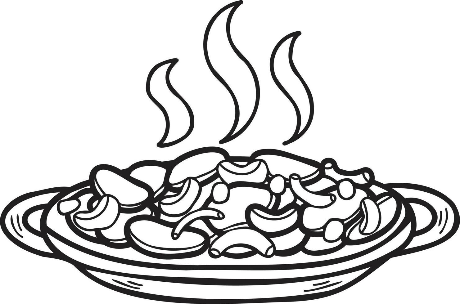 Hand Drawn stir fried vegetables Chinese and Japanese food illustration vector