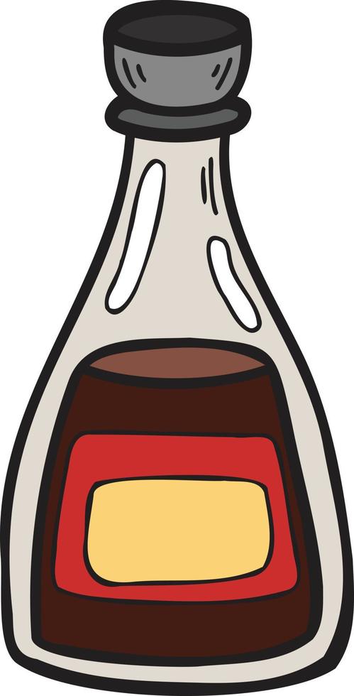 Hand Drawn soy sauce bottle Chinese and Japanese food illustration vector