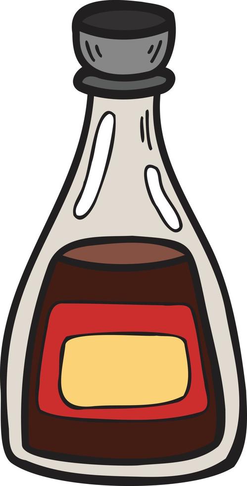 Hand Drawn soy sauce bottle Chinese and Japanese food illustration vector