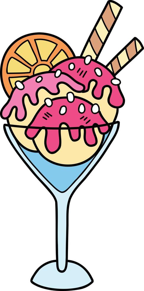 helado con sabor a limón dibujado a mano con ilustración de taza vector