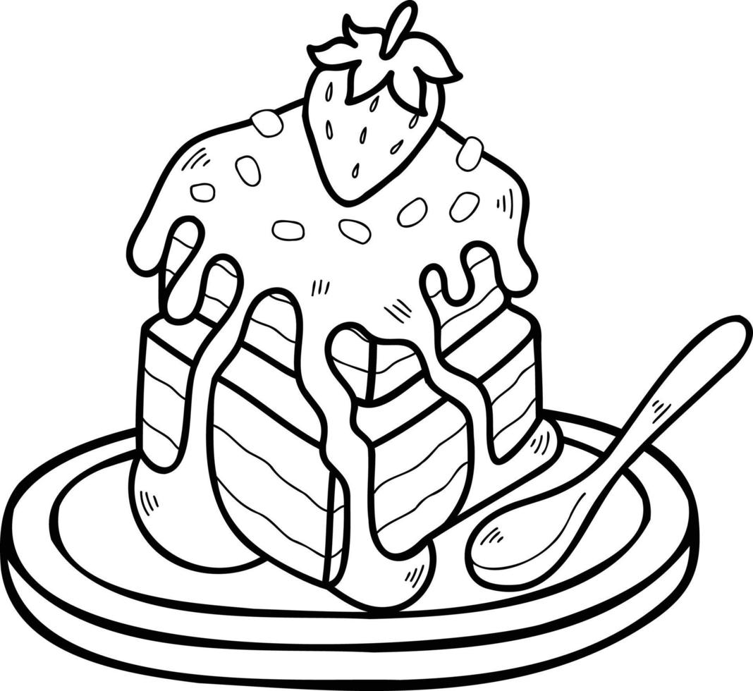 Hand Drawn Chocolate Cake with Strawberries illustration vector