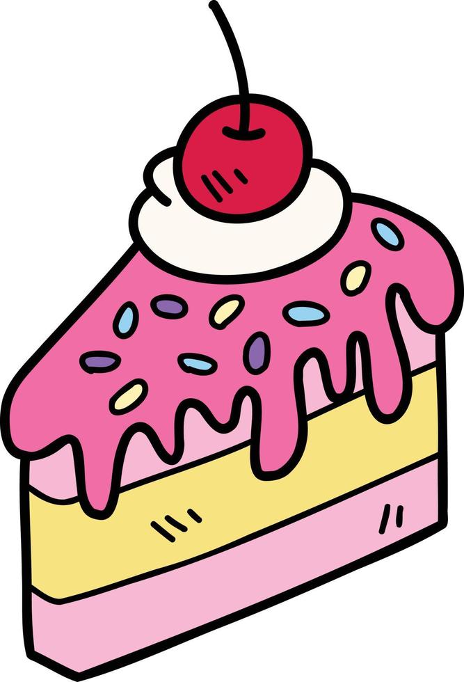 Hand Drawn Strawberry Cheesecake illustration vector