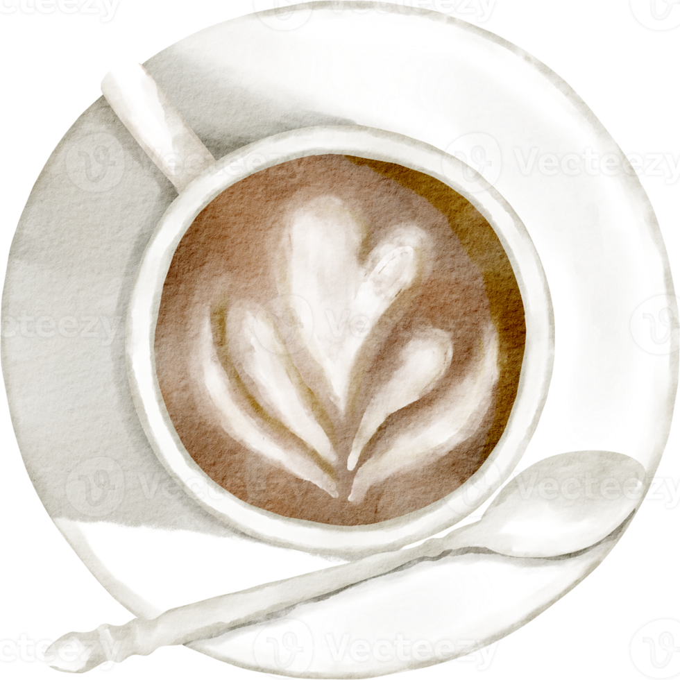 waterverf latte kop png