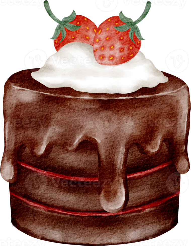 gâteau au chocolat aquarelle png