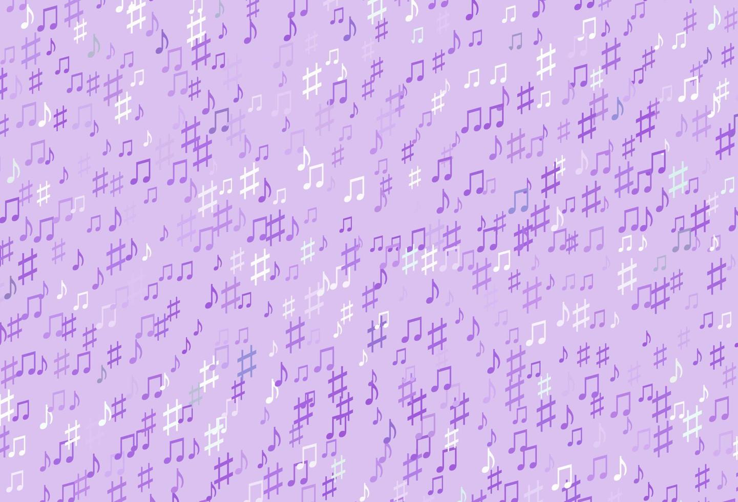 telón de fondo de vector de color púrpura claro con notas musicales.