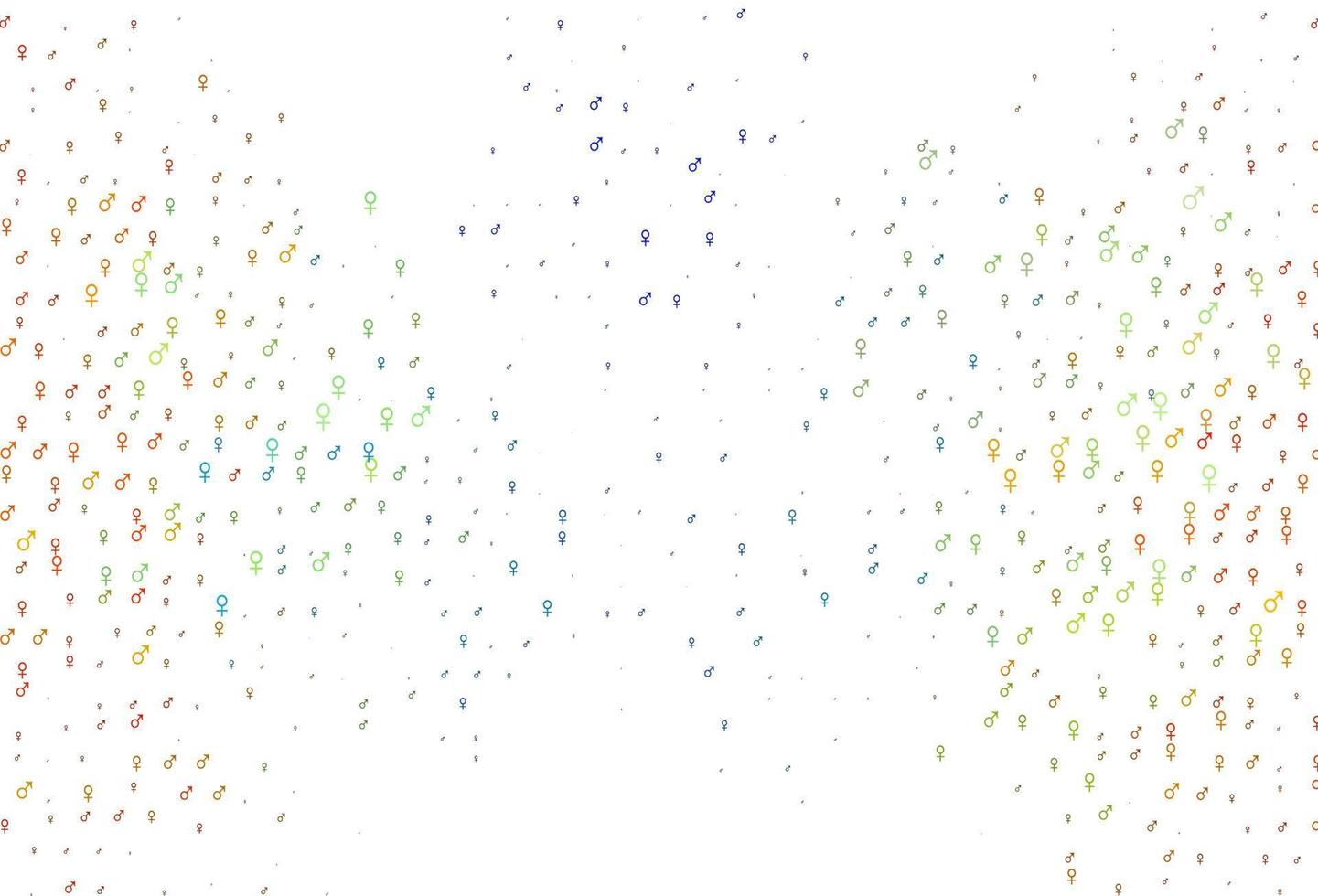 Light multicolor, rainbow vector background with gender symbols.