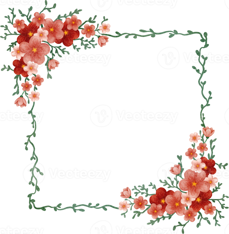 watercolor square flower frame png