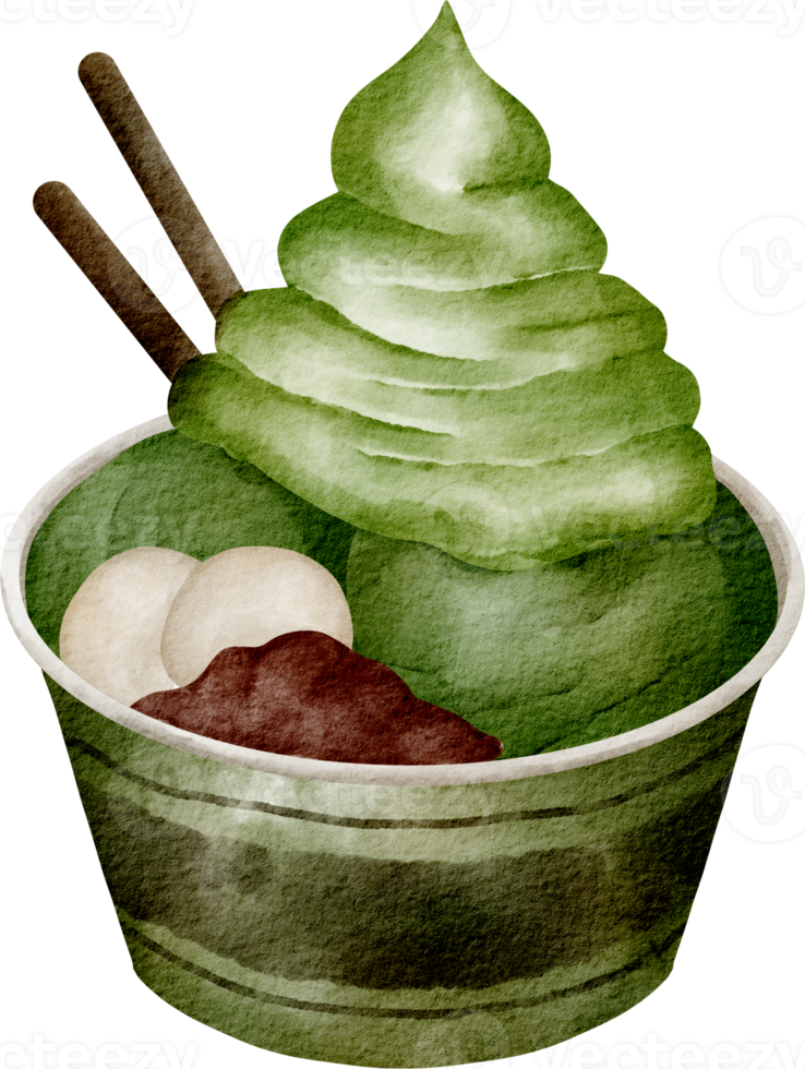 vattenfärg matcha is grädde png