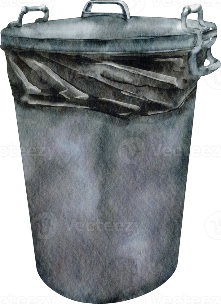 watercolor bin black trash png