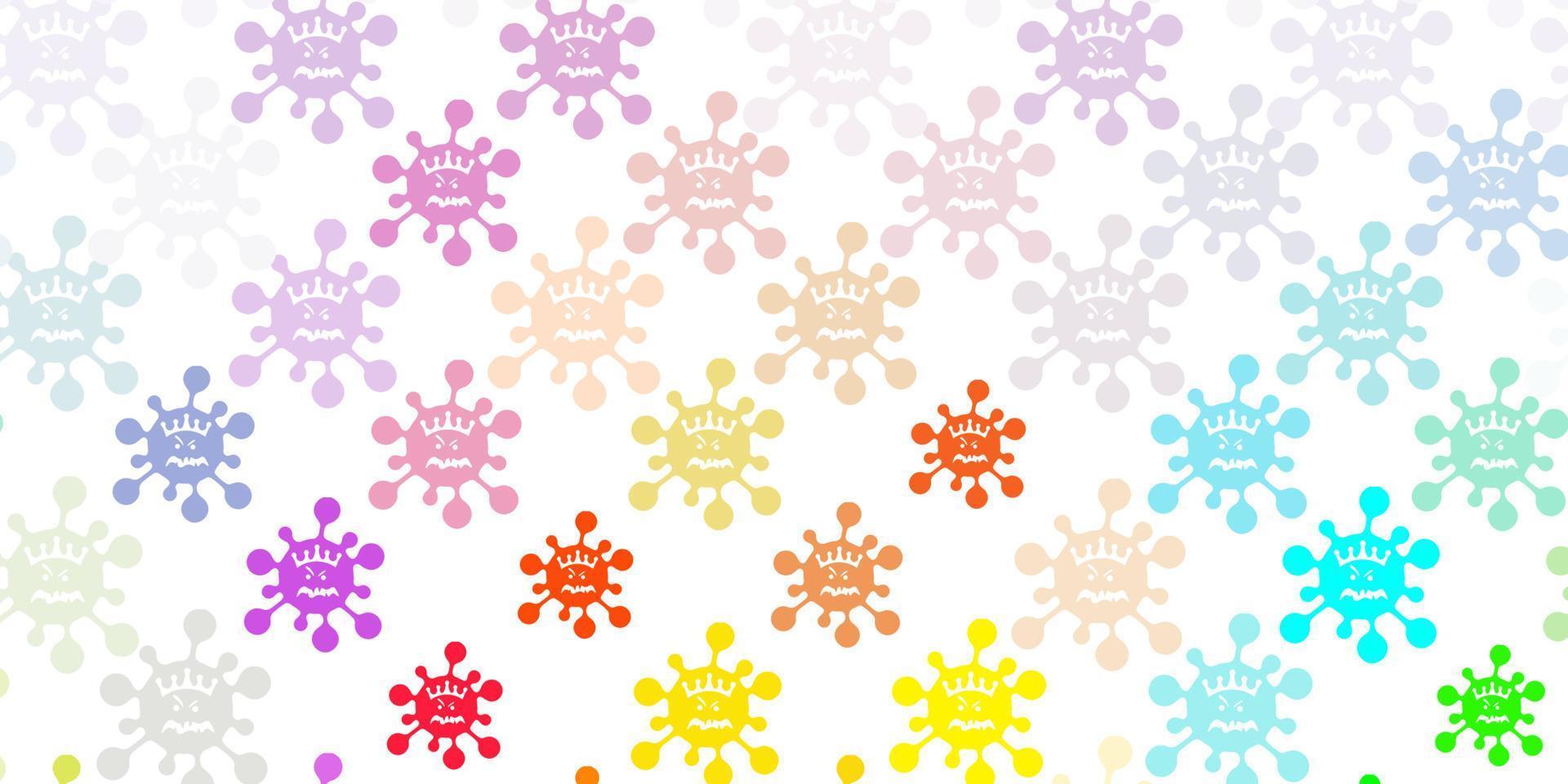 Light Multicolor vector background with covid-19 symbols.