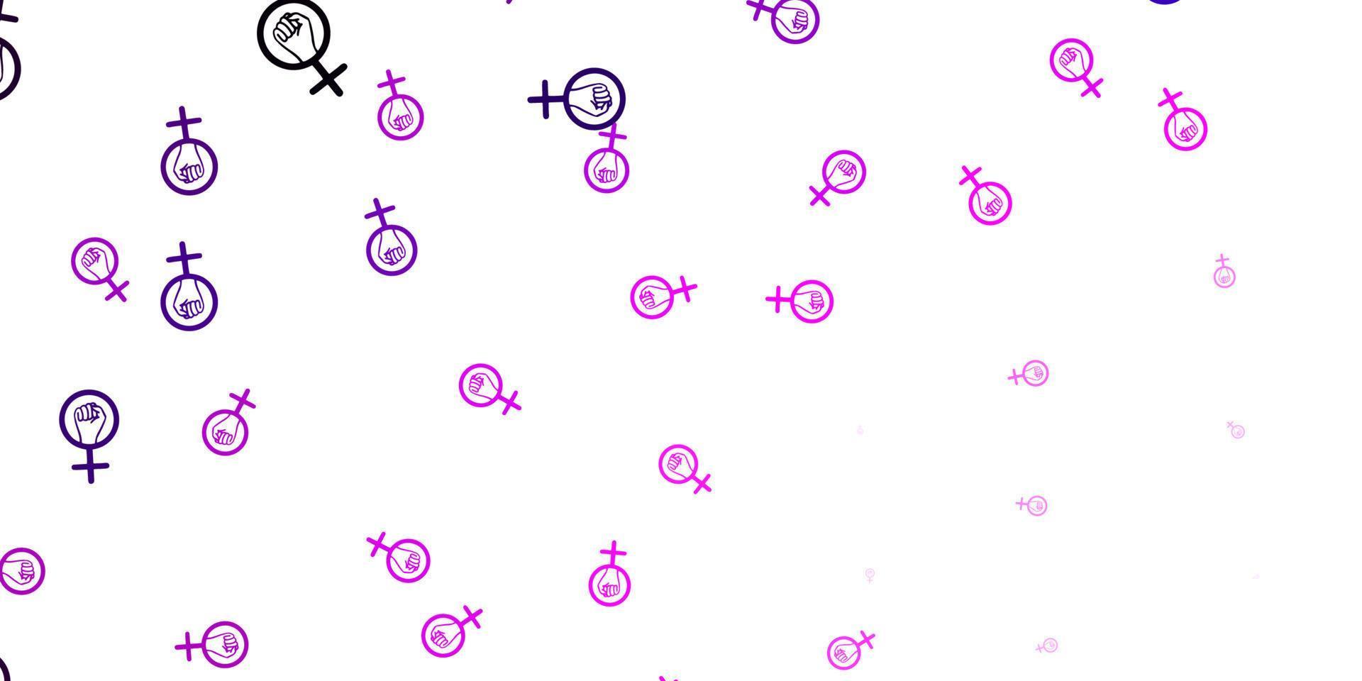 Light Pink vector pattern with feminism elements.