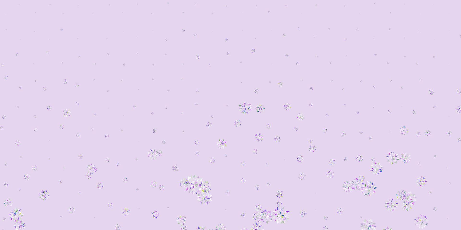 Light pink, green vector pattern with colored snowflakes.