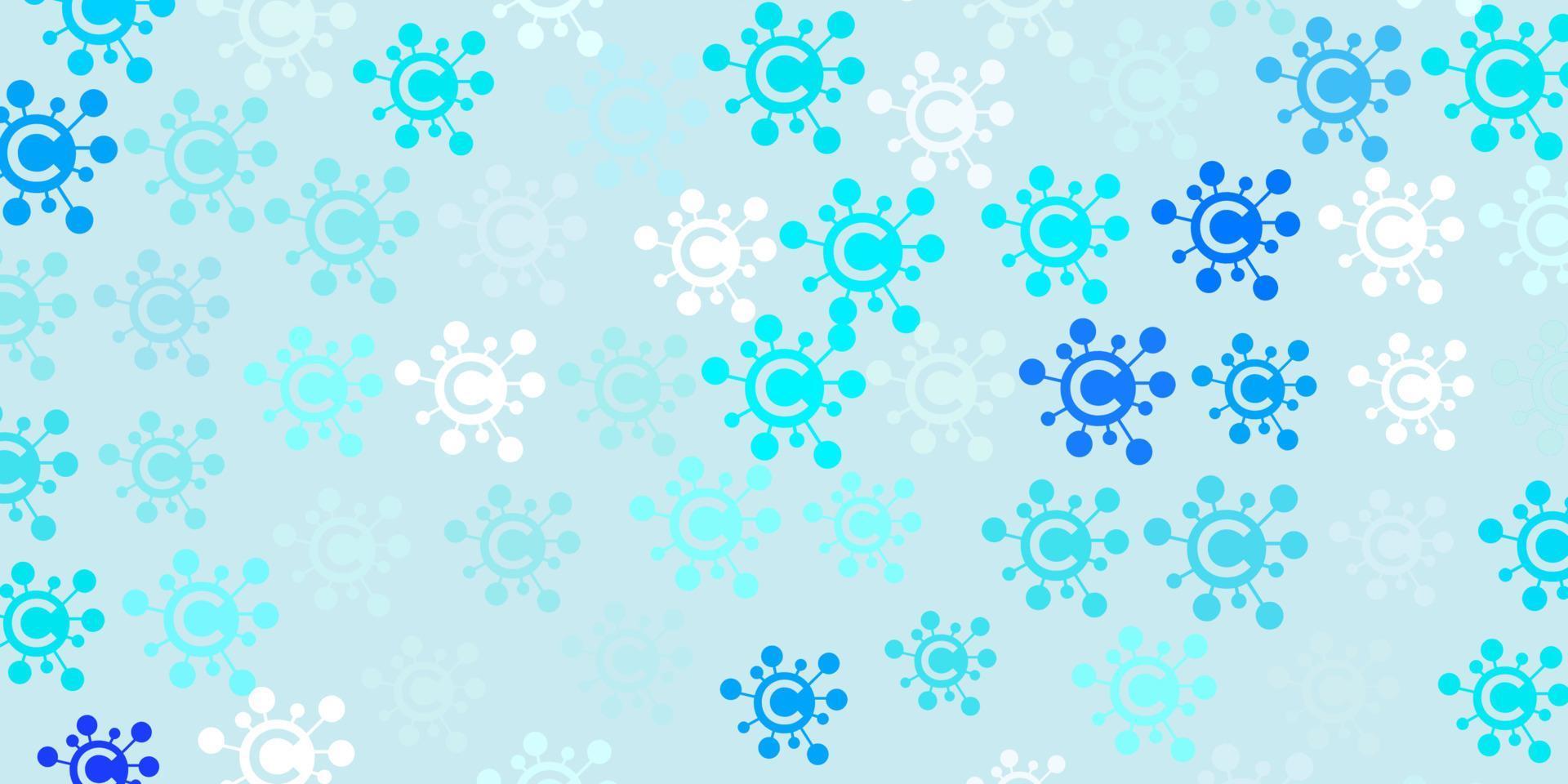 Light BLUE vector pattern with coronavirus elements.