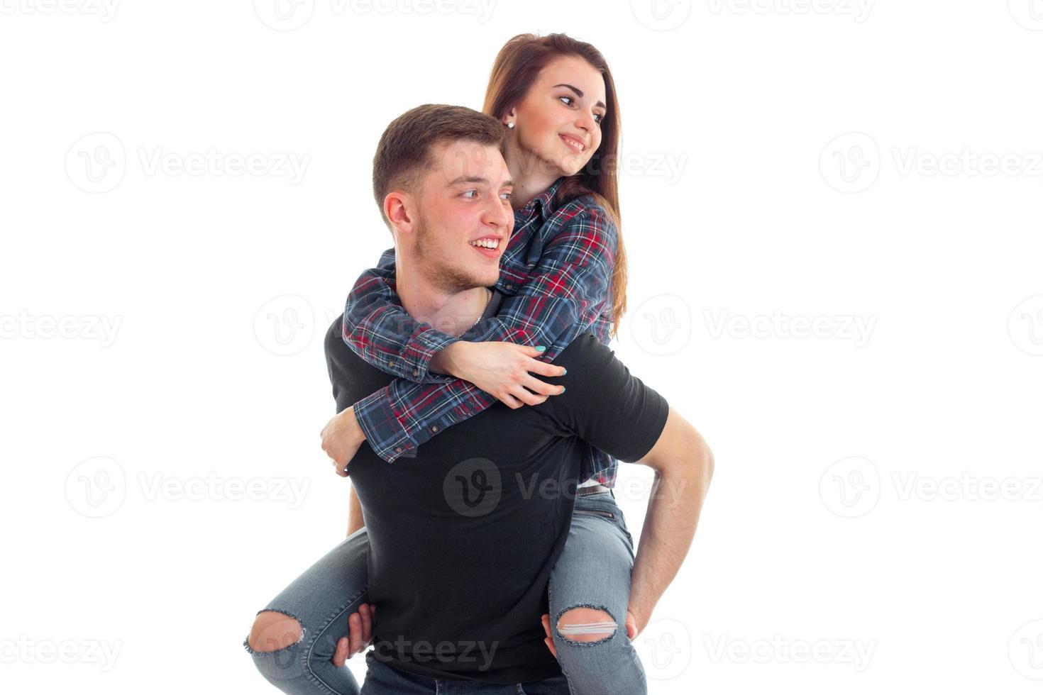 man is wearing on the hands of his woman and smiling photo