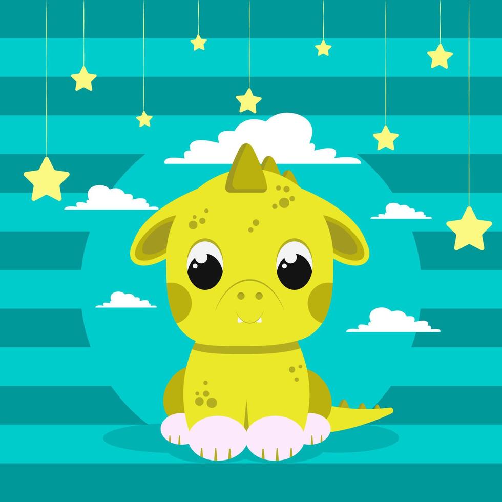 Dragon cute kid character, vector illustration