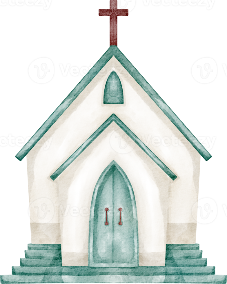 vattenfärg kyrka klämma konst byggnad png