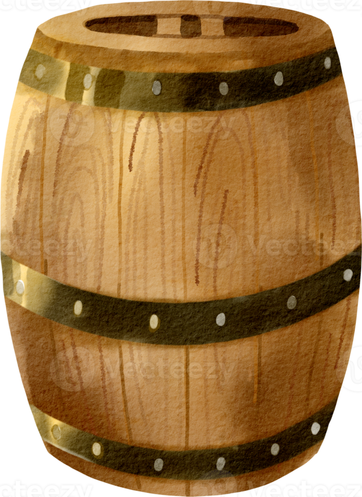 barril de madera de acuarela png