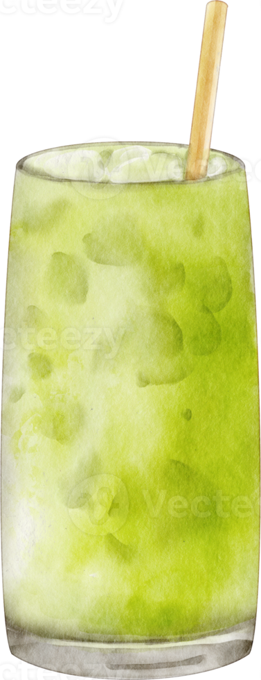 watercolor matcha greentea png