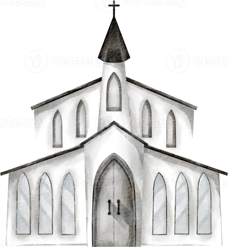 construção de clipart de igreja em aquarela png