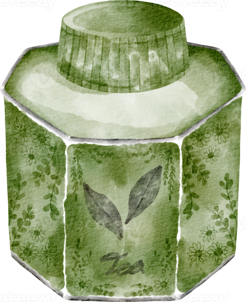 watercolor tea jar png