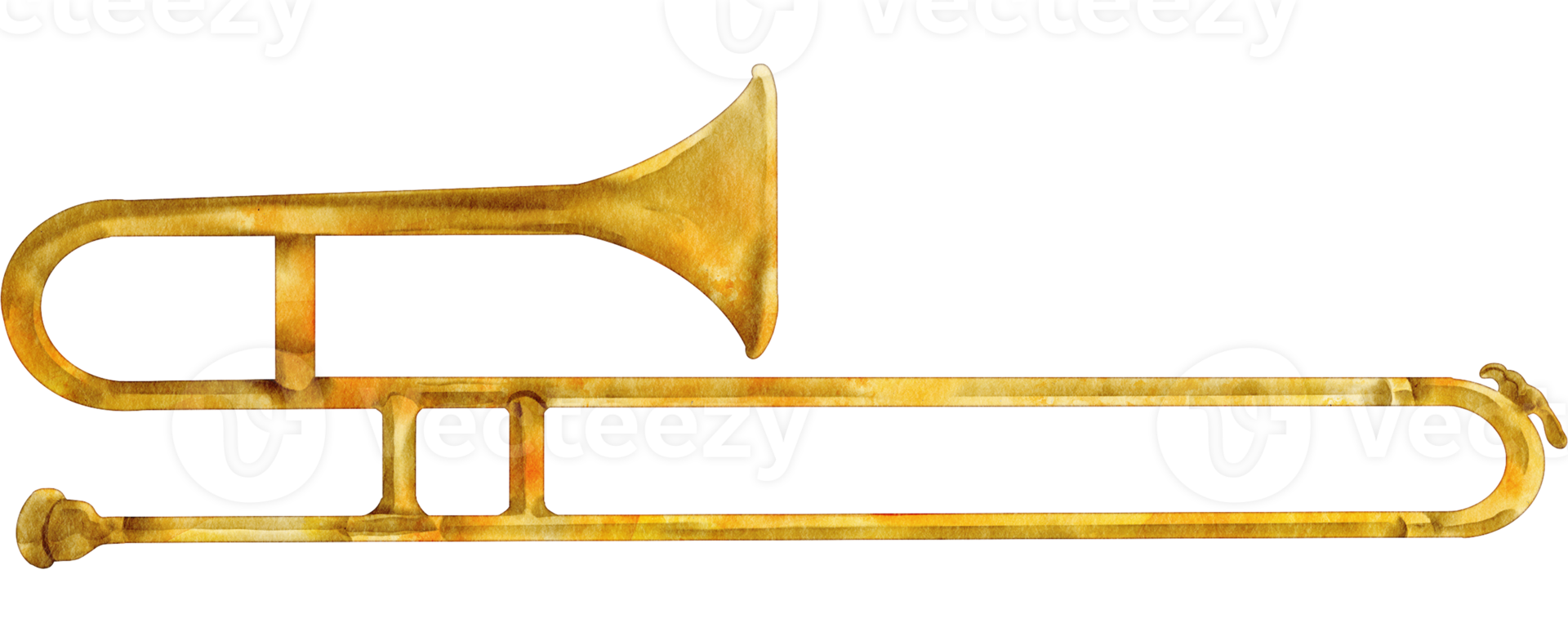 instrumento de música trombone aquarela png