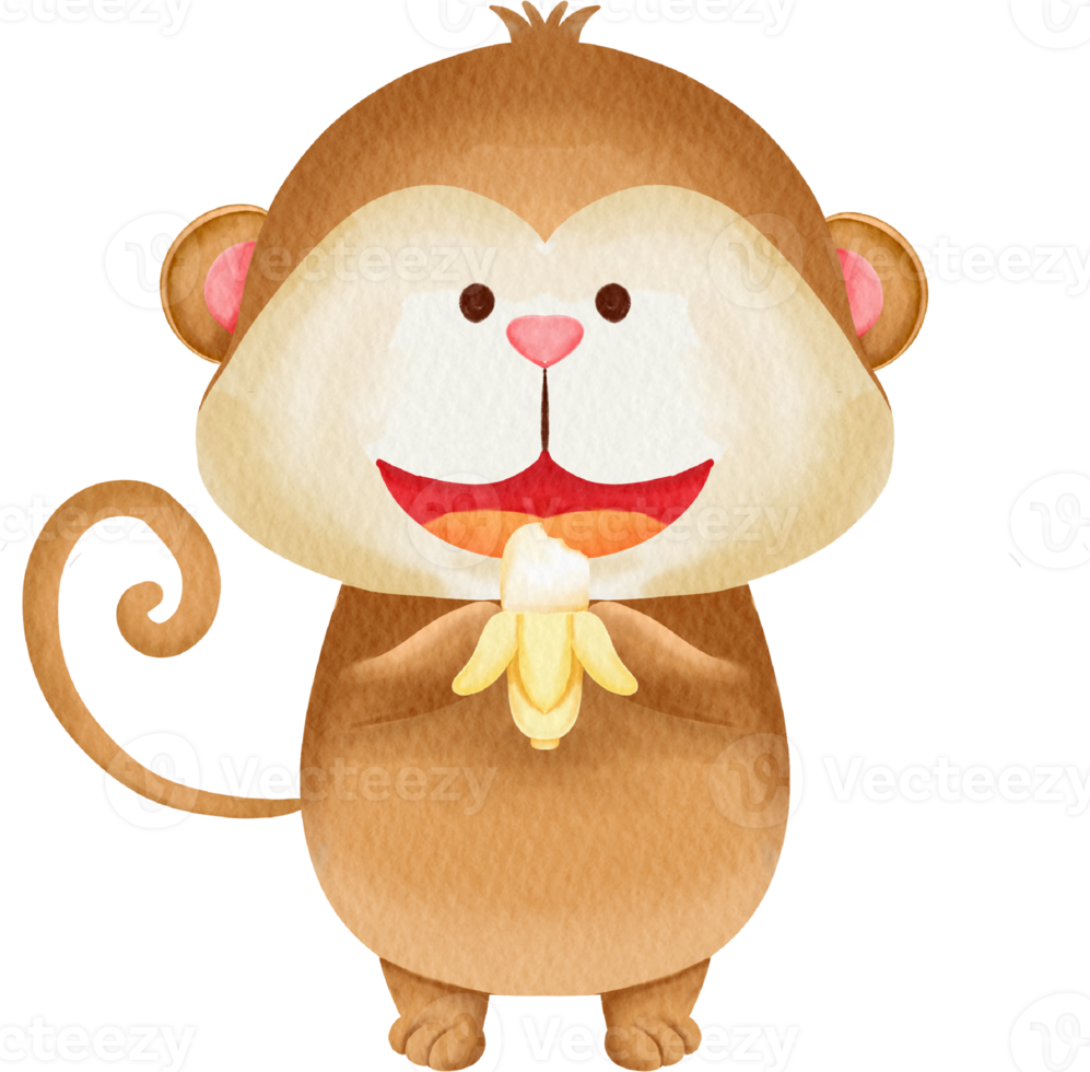 watercolor monkey cute cartoon png