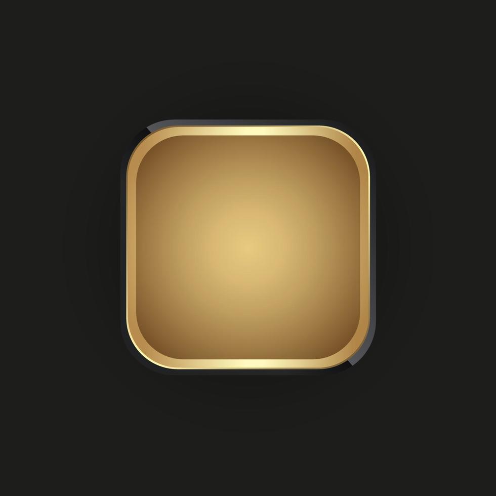 Gold and premium circle button, luxury rectangle banner on black background, a gold button in rectangle gold frame vector illustration design.