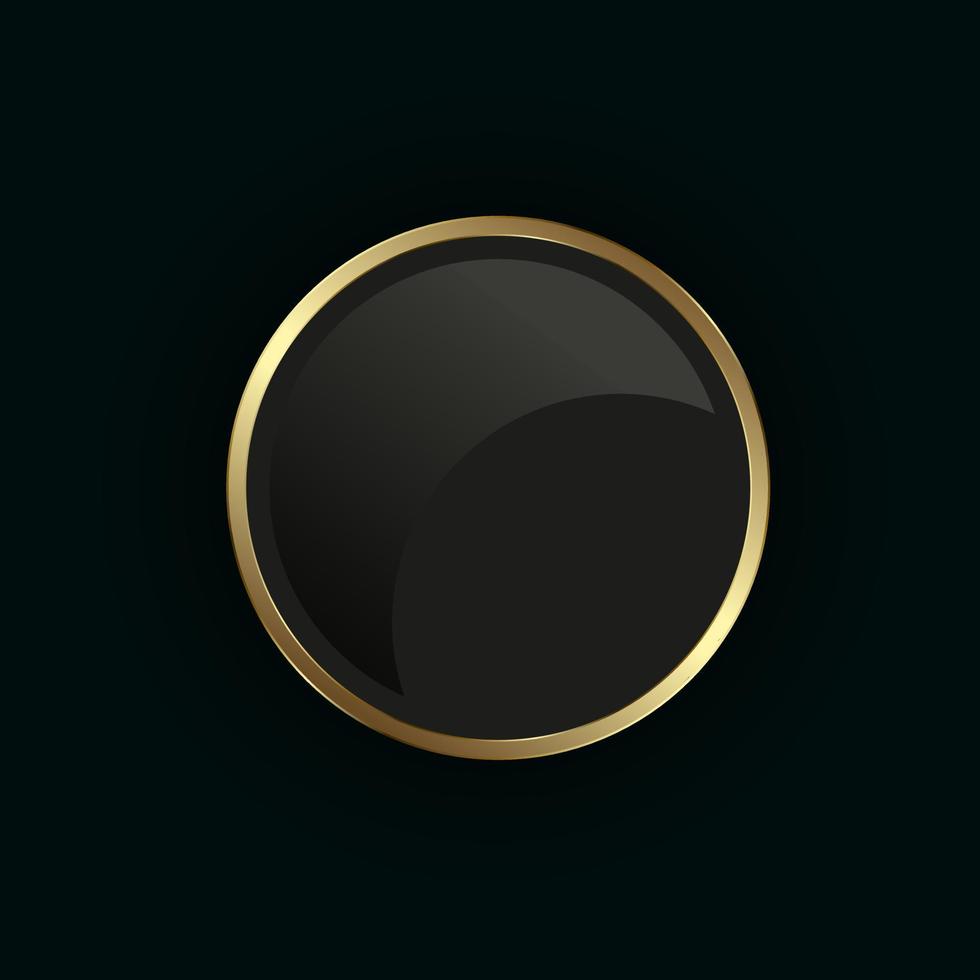 A golden button on dark background, gold banner, use for premium circle element, gold infographic vector design, and modern luxury circle golden banner for menu.