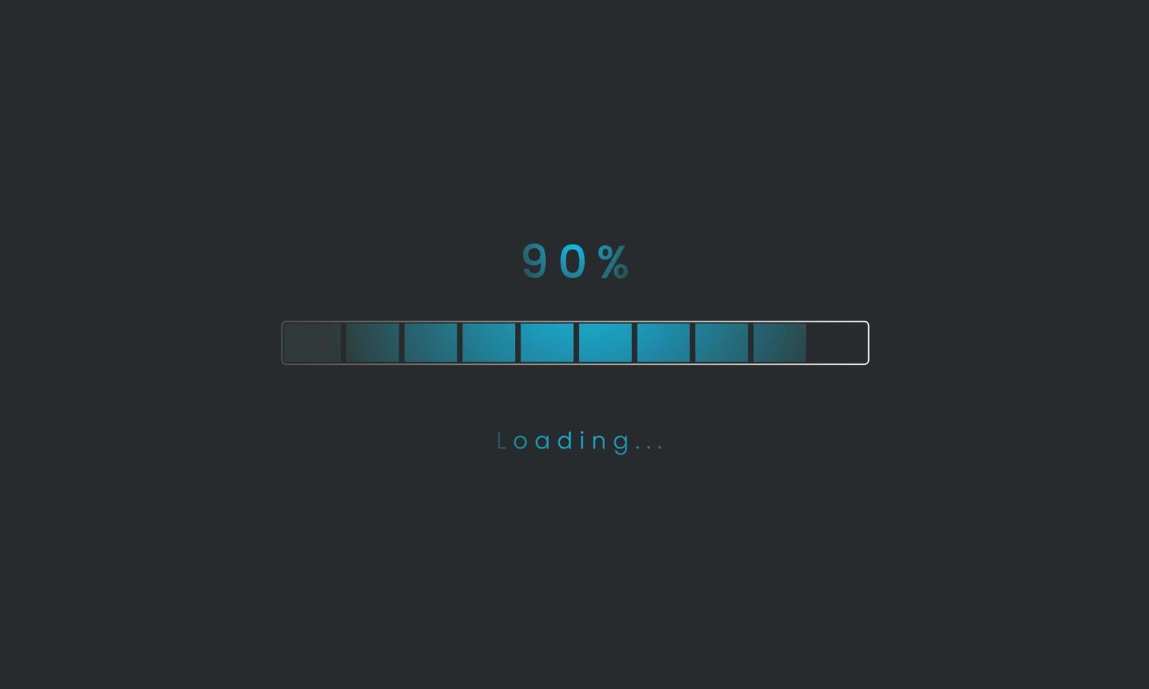 90 percent Futuristic dark blue Progress loading bar. Loading bar process of indicators. vector