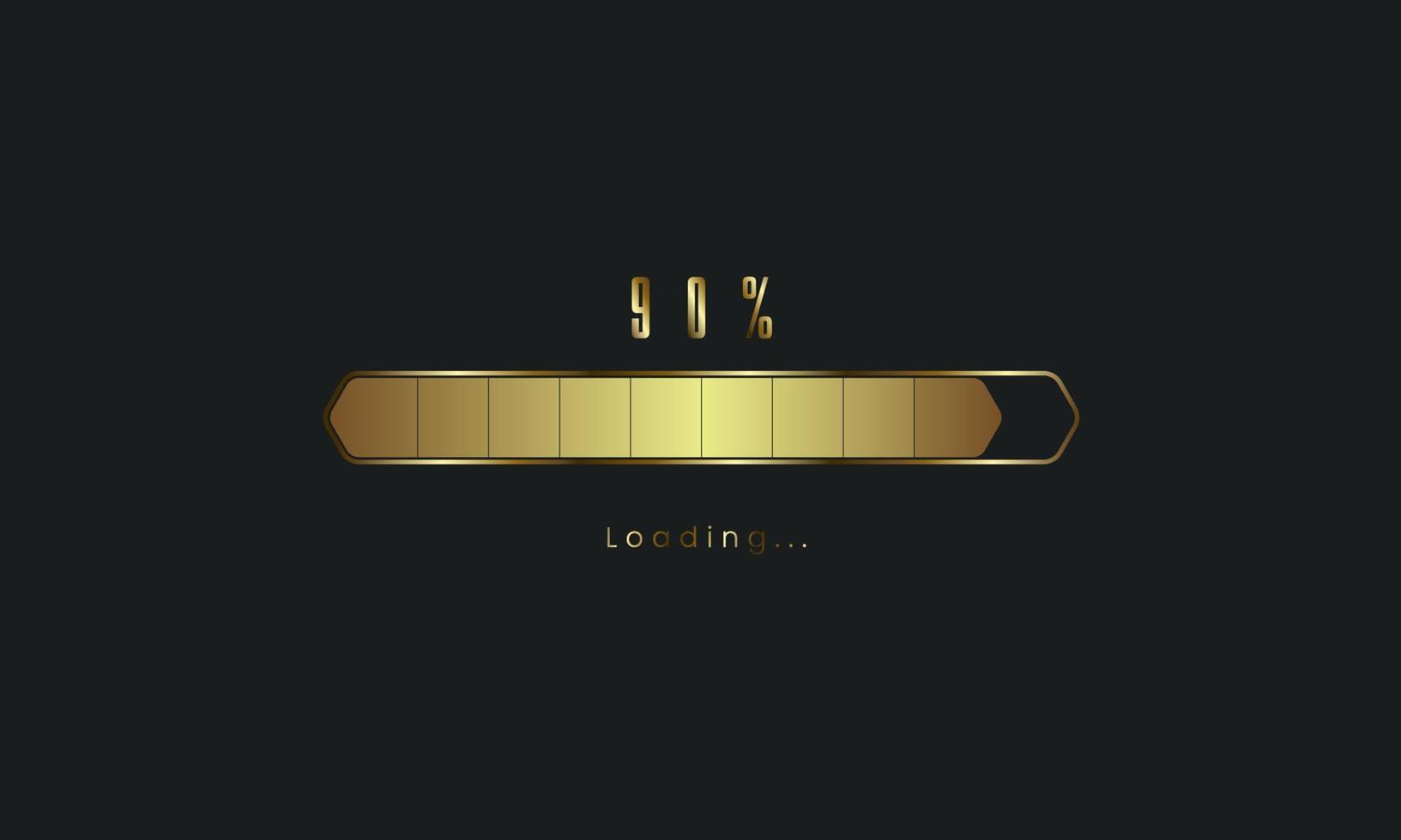 90 percent golden Futuristic Progress loading bar. gold Loading bar process of indicators. premium gold downloading. vector