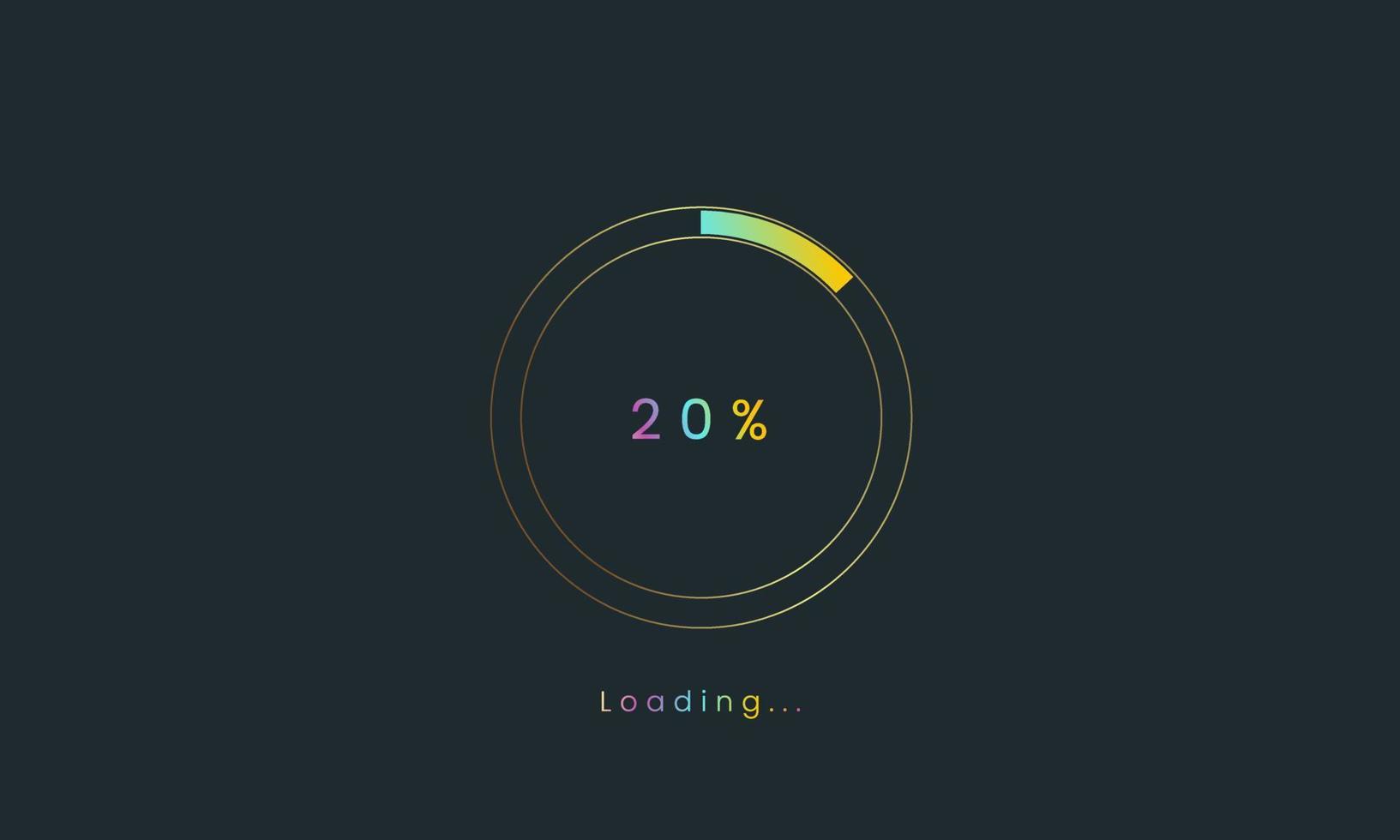 20 percent rainbow loading bar, uploading bar for user interface, colorful Futuristic loading bar. vector