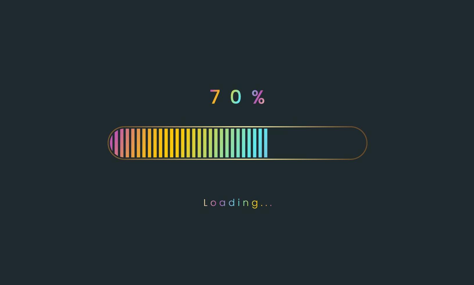 70 percent rainbow downloading bar, loading bar, banner for user interface, colorful Futuristic loading bar design. vector