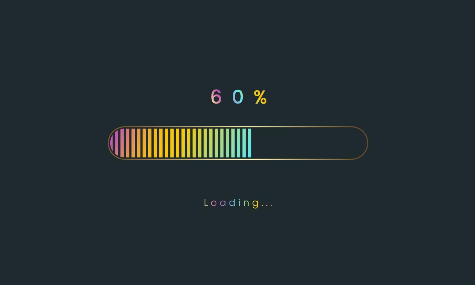 60 percent rainbow downloading bar, loading bar, banner for user interface, colorful Futuristic loading bar design. vector