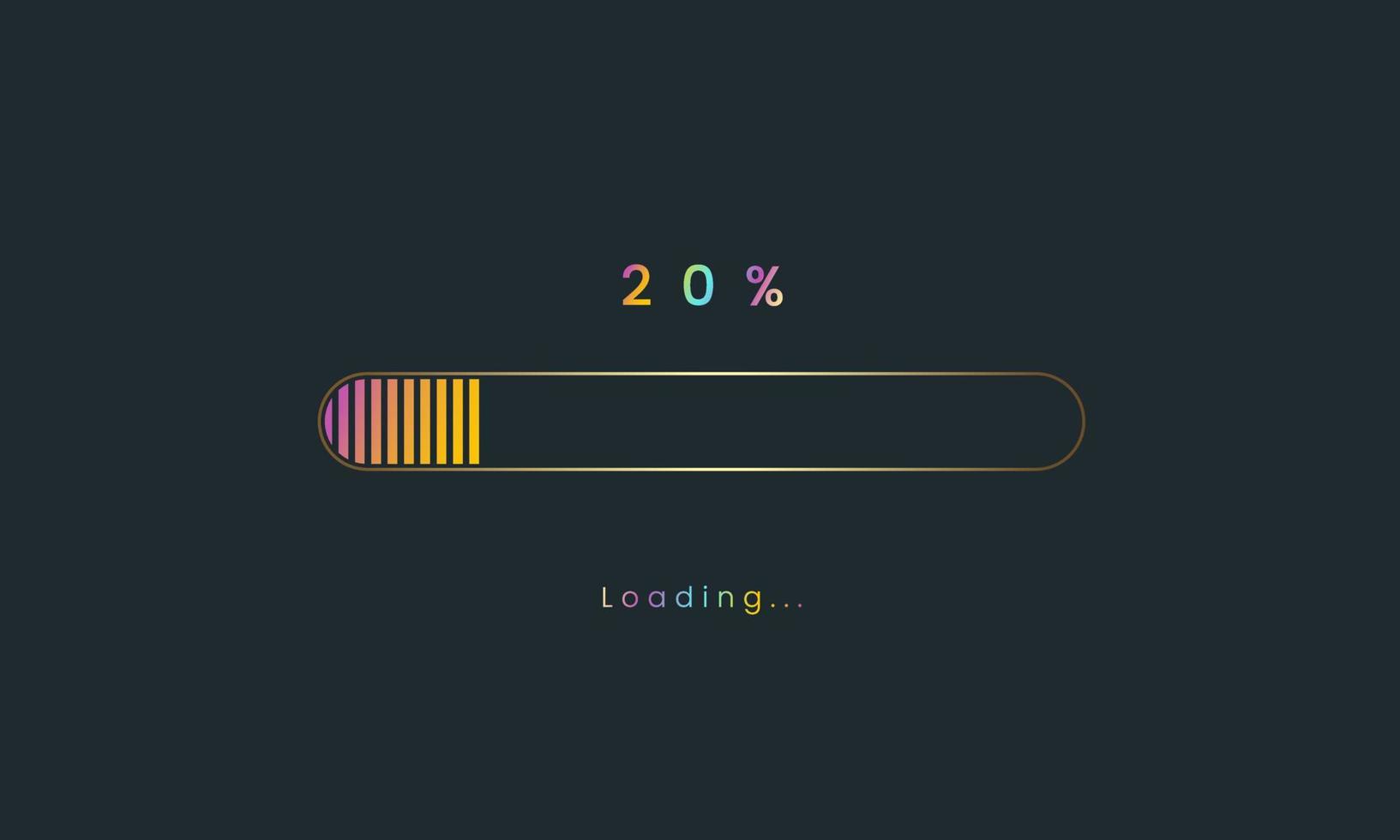 20 percent rainbow downloading bar, loading bar, banner for user interface, colorful Futuristic loading bar design. vector