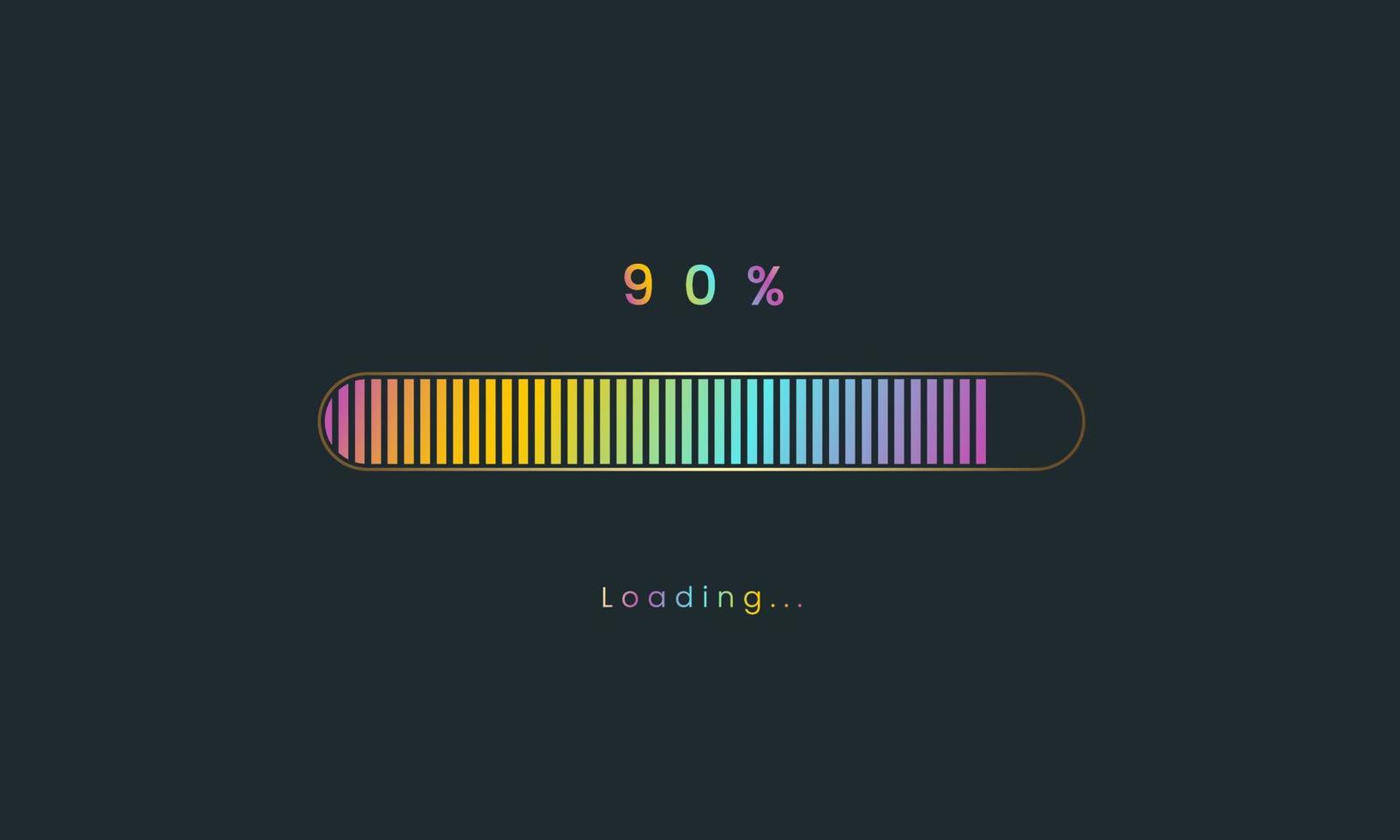 90 percent rainbow downloading bar, loading bar, banner for user interface, colorful Futuristic loading bar design. vector