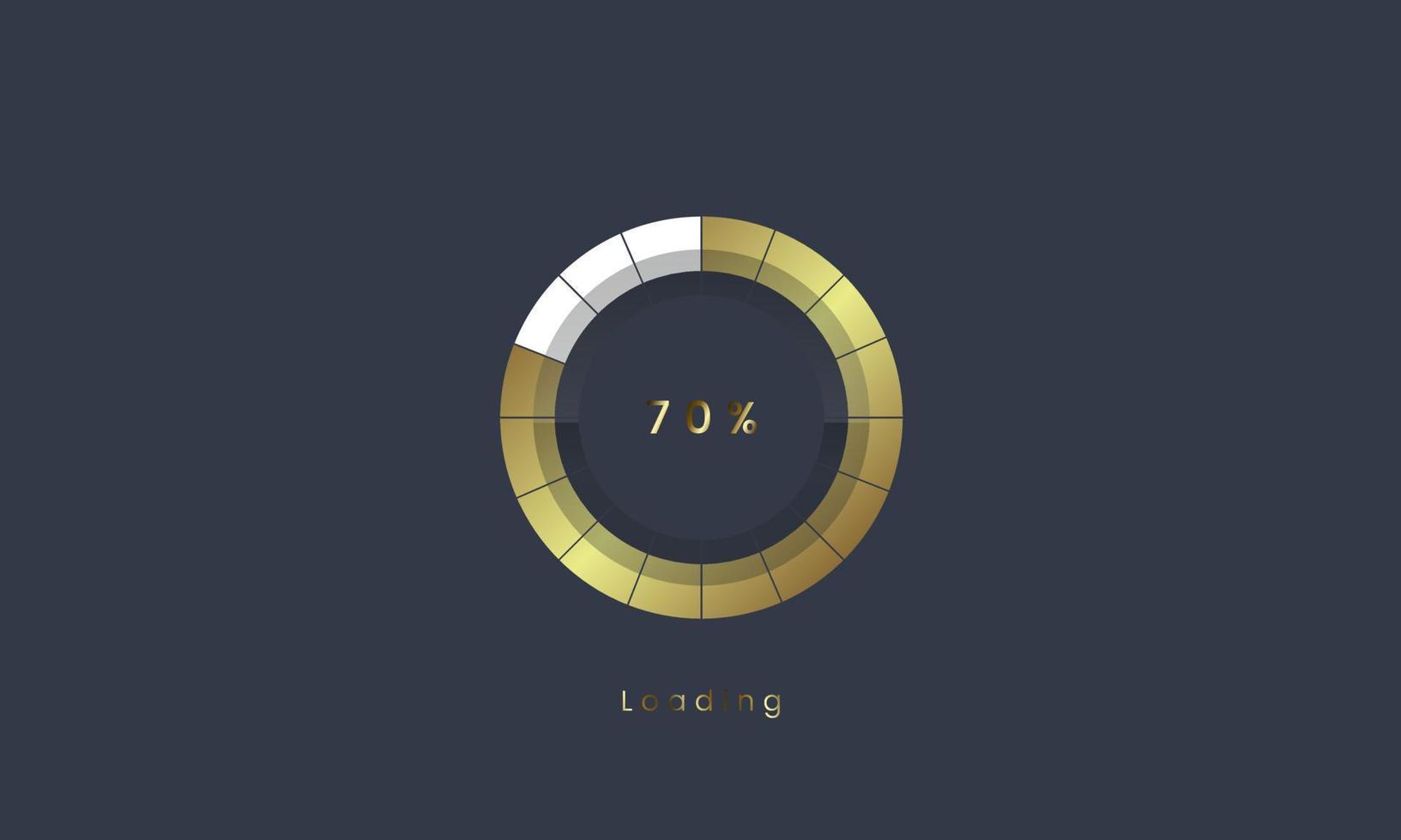 70 percent golden Futuristic Progress loading bar. golden upLoading process bar. premium downloading levels design, Vector illustration.
