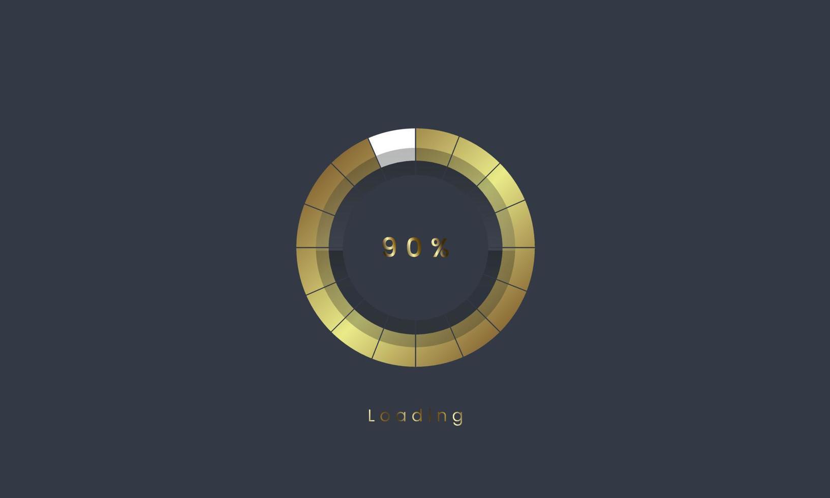 90 percent golden Futuristic Progress loading bar. golden upLoading process bar. premium downloading levels design, Vector illustration.