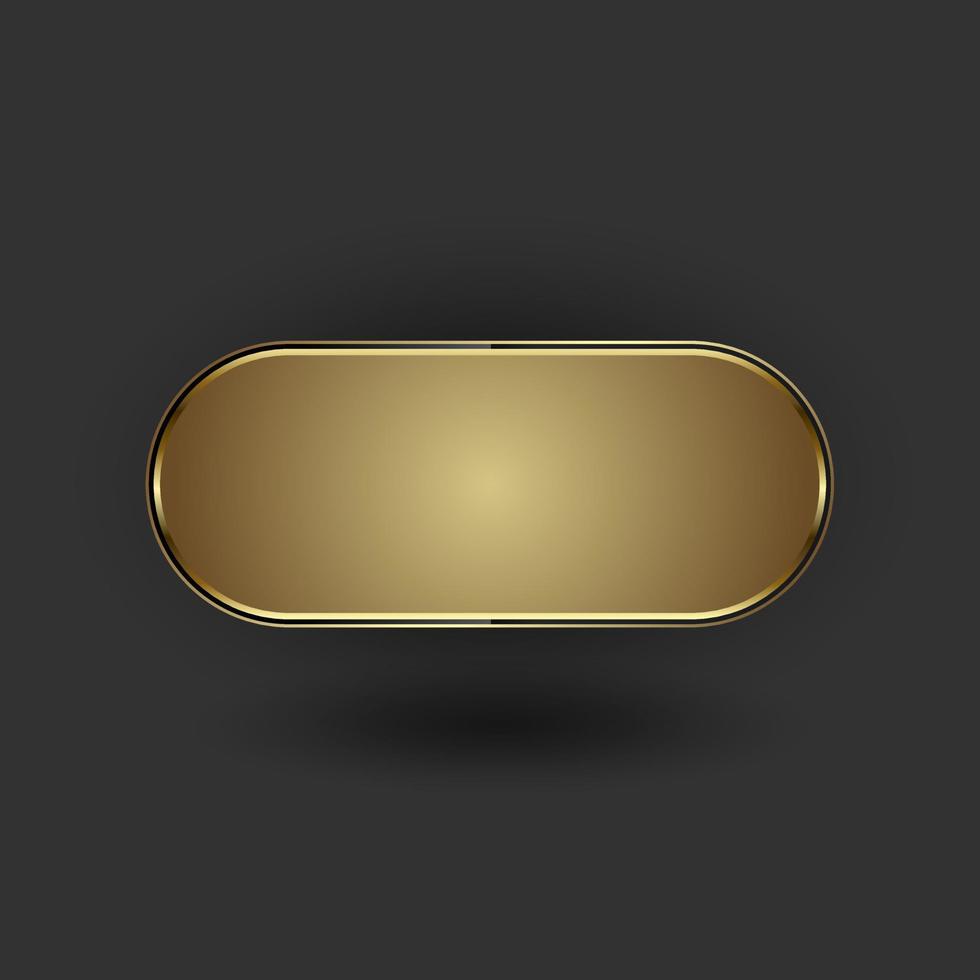 A Gold button of geometric shape with luxury frames and golden shape on dark background effect vector illustration set.