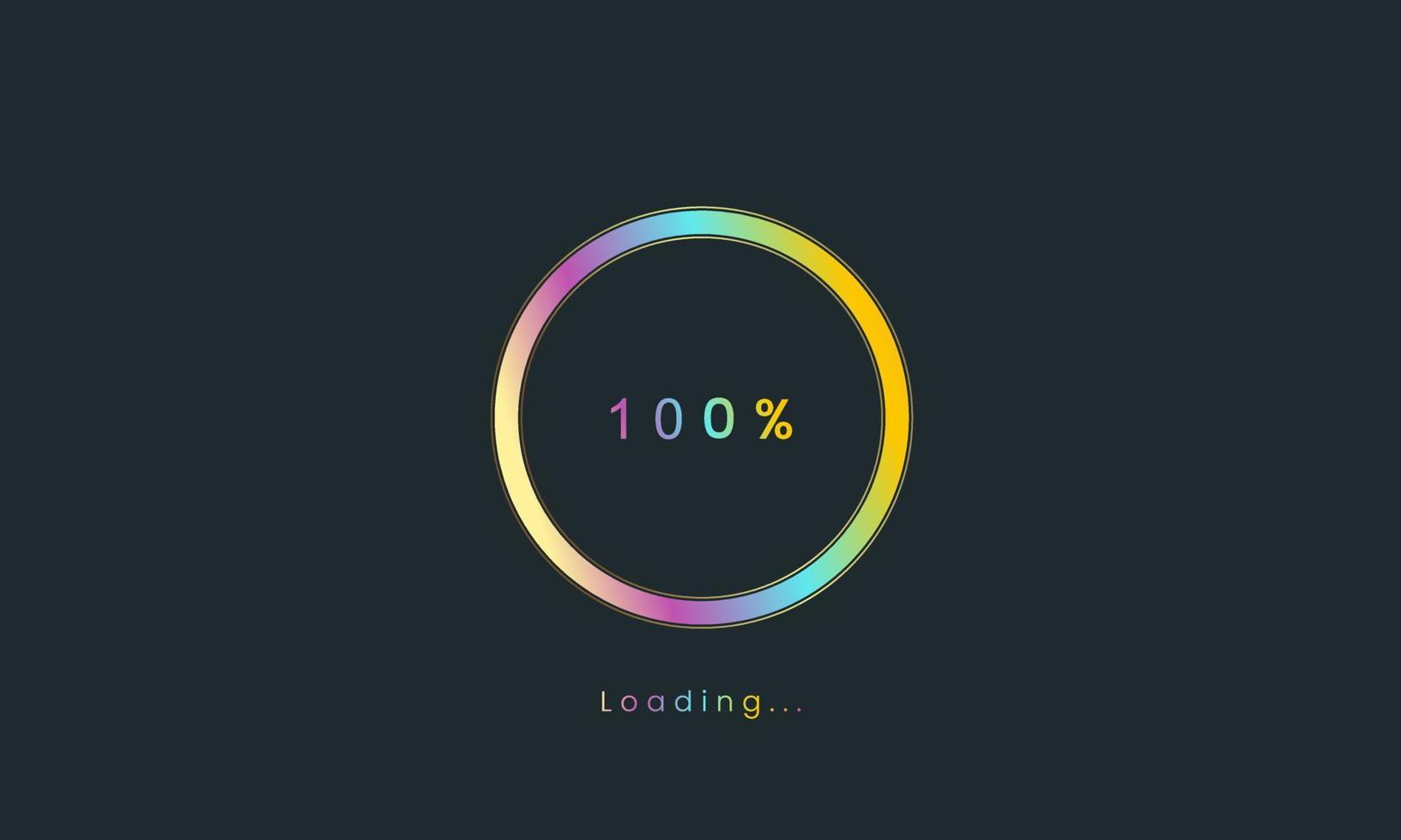 100 percent rainbow loading bar, uploading bar for user interface, colorful Futuristic loading bar. vector