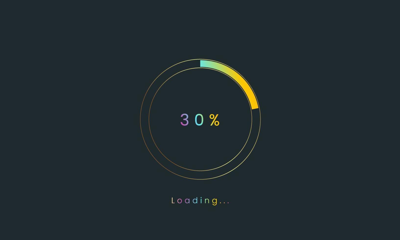 30 percent rainbow loading bar, uploading bar for user interface, colorful Futuristic loading bar. vector