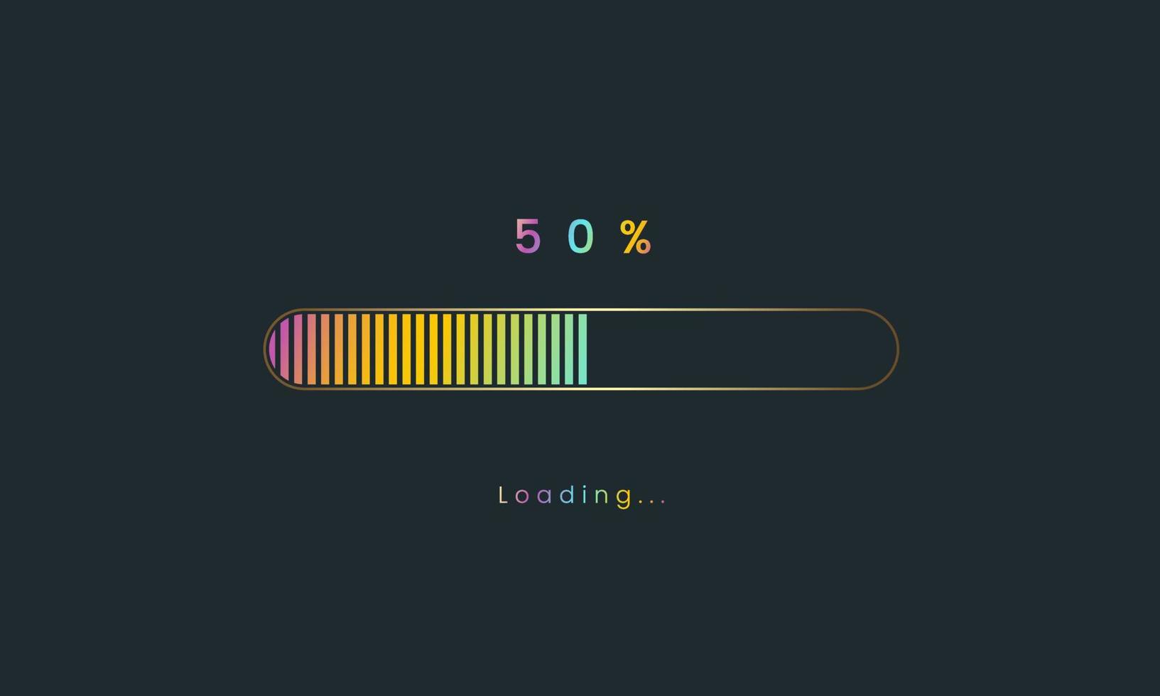 50 percent rainbow downloading bar, loading bar, banner for user interface, colorful Futuristic loading bar design. vector