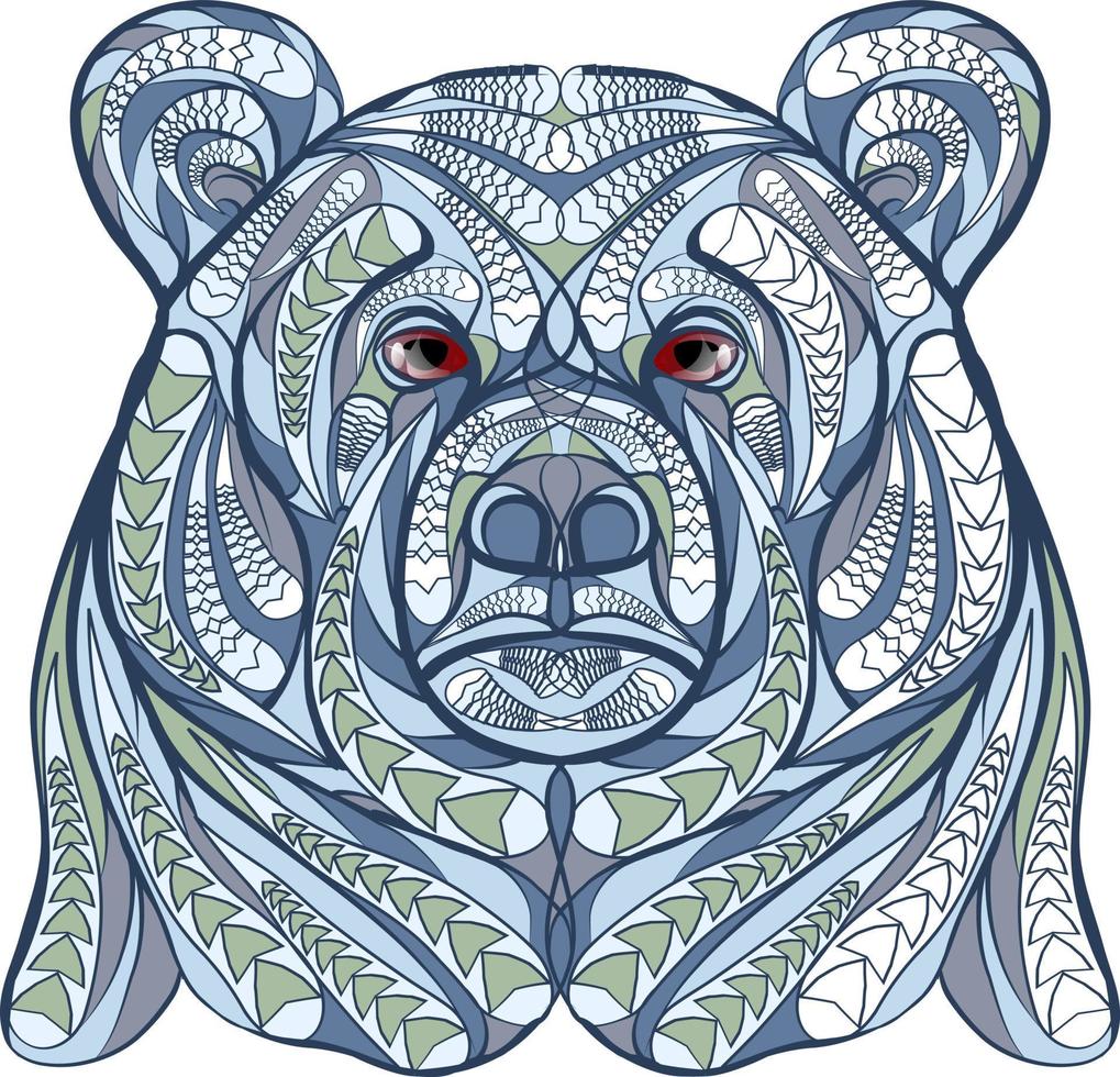 oso étnico. ilustración vectorial decorativa dibujada a mano. color vector