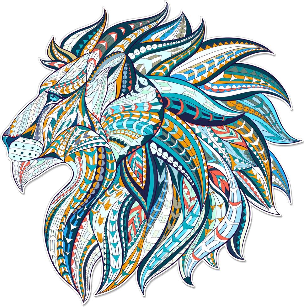 Lion Ethnic. Hand drawn decorative vector illustration. Color