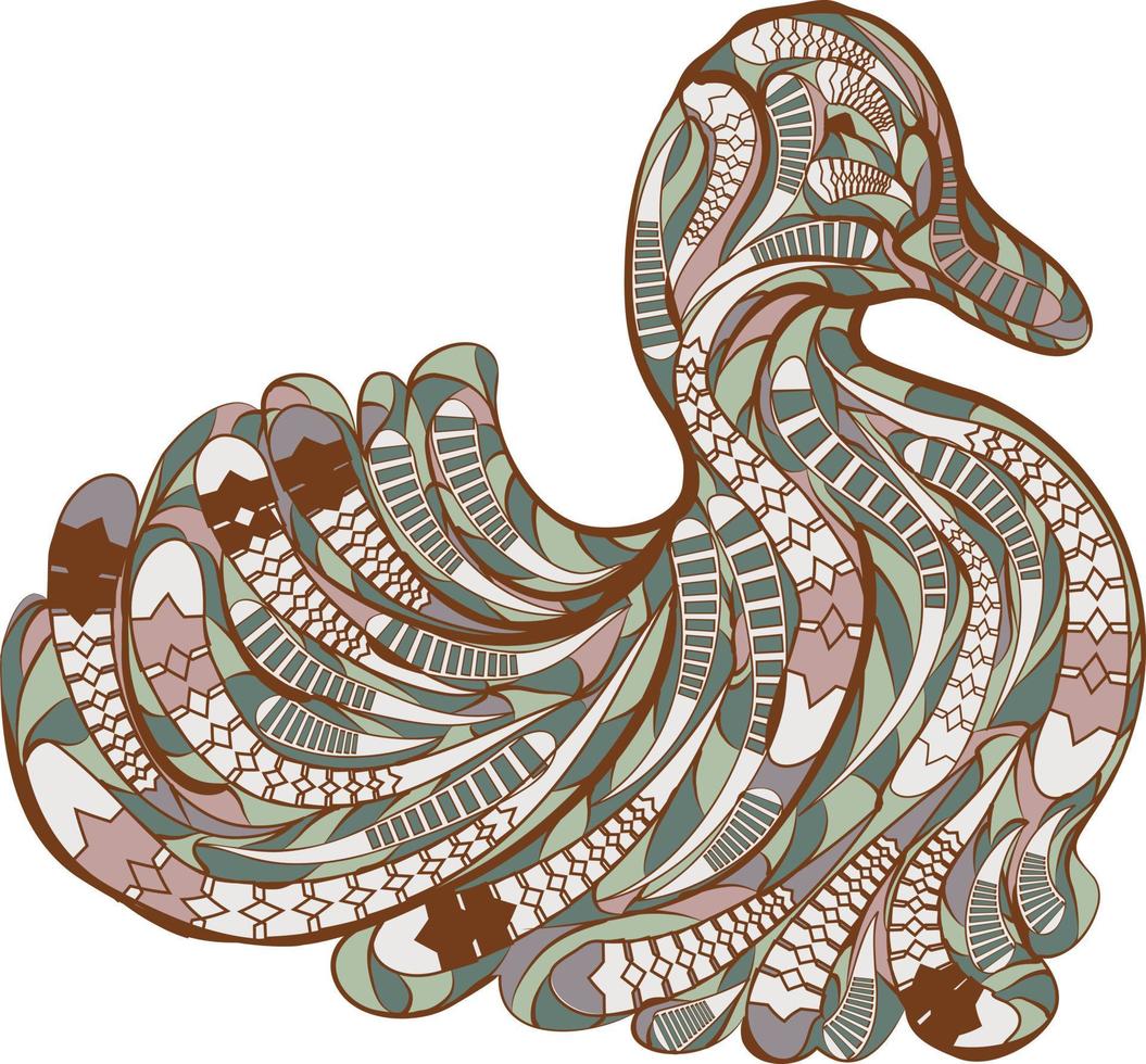 Duck Ethnic. Hand drawn decorative vector illustration. Color