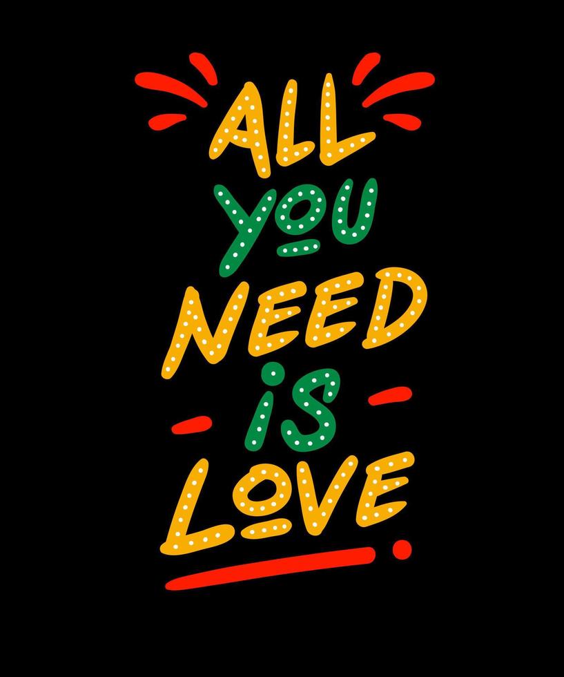 All you need is love. Inspirational Quotes. typography design. Vector typography for home decor, t shirts, mugs, posters, banners, greeting cards