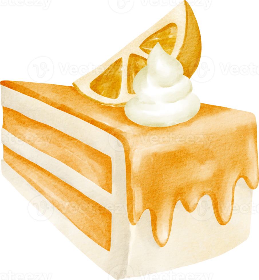 gâteau aquarelle orange png