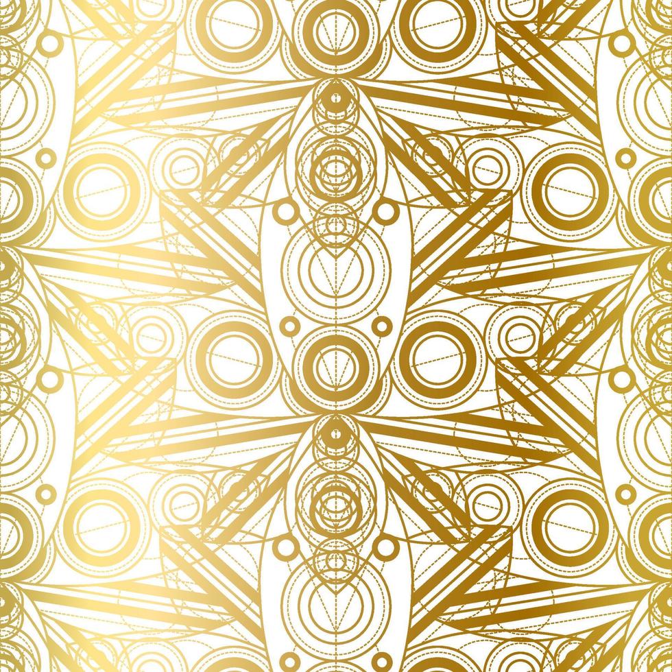 Vector Seamless Pattern with Abstract Golden Ornament
