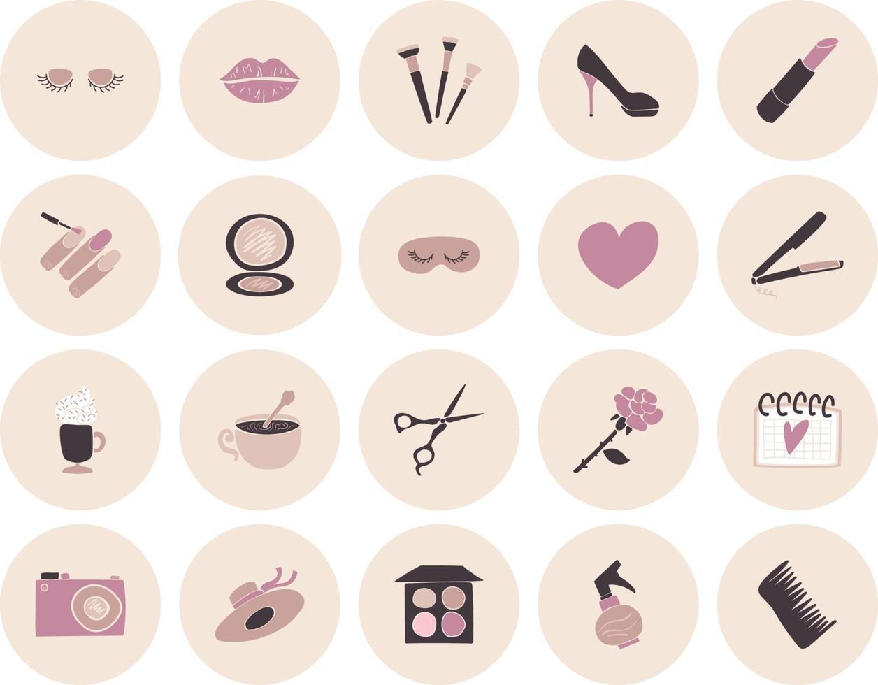 vector de colección de iconos de servicio de salón de belleza