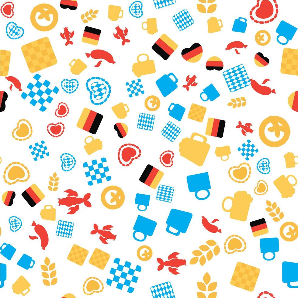 Oktoberfest Seamless Pattern With Drink and Food vector