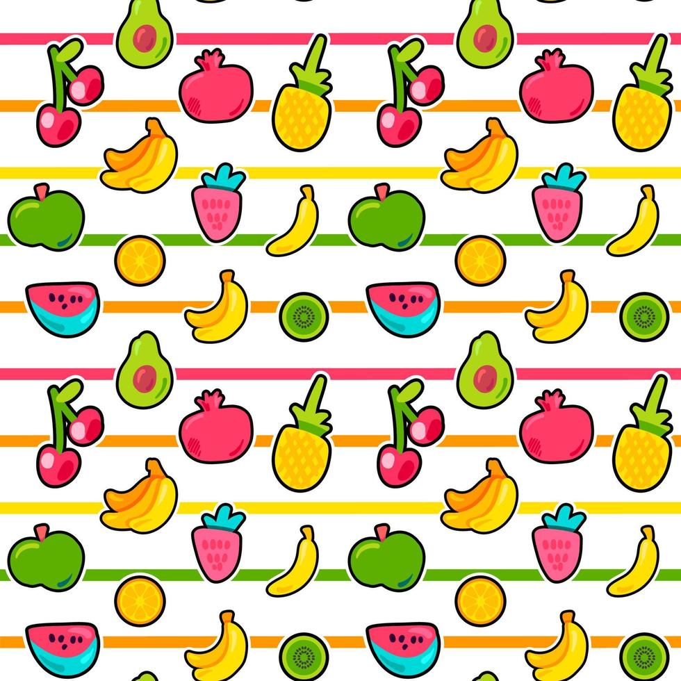 Exotic summer fruits vector seamless pattern